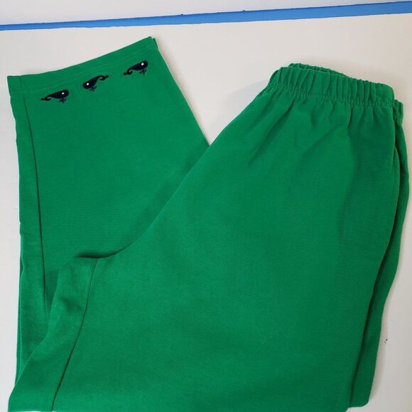 CUTE Vintage Quacker Factory Green Cotton Whale 2piece Pants Set size XS Outfit - Picture 10 of 11